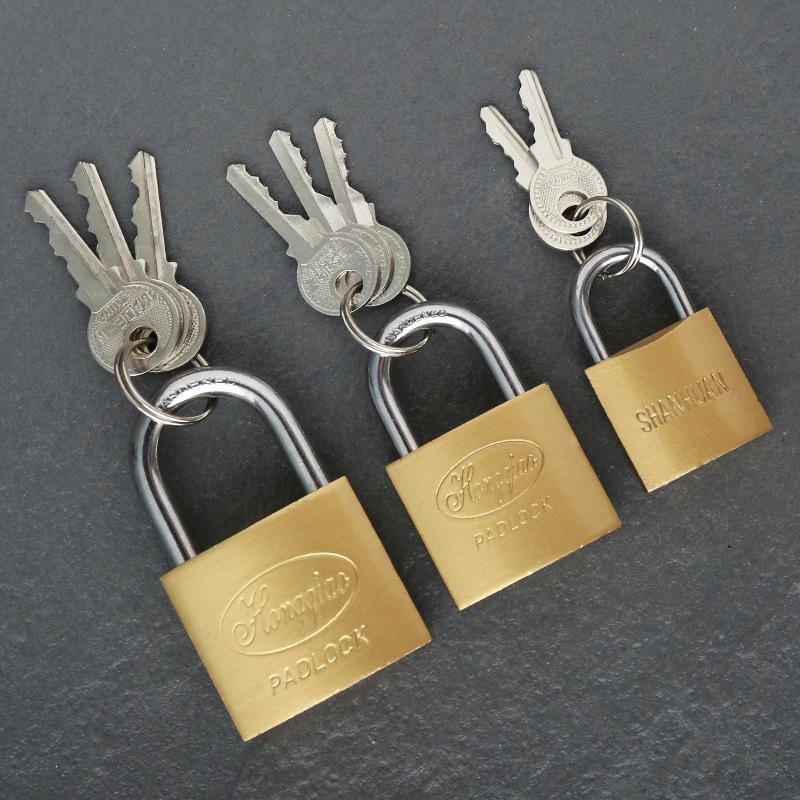 Vintage Copper Security Padlock - Universal Door Lock with Stainless Steel, Anti-Theft, Pure Copper, Chinese Style