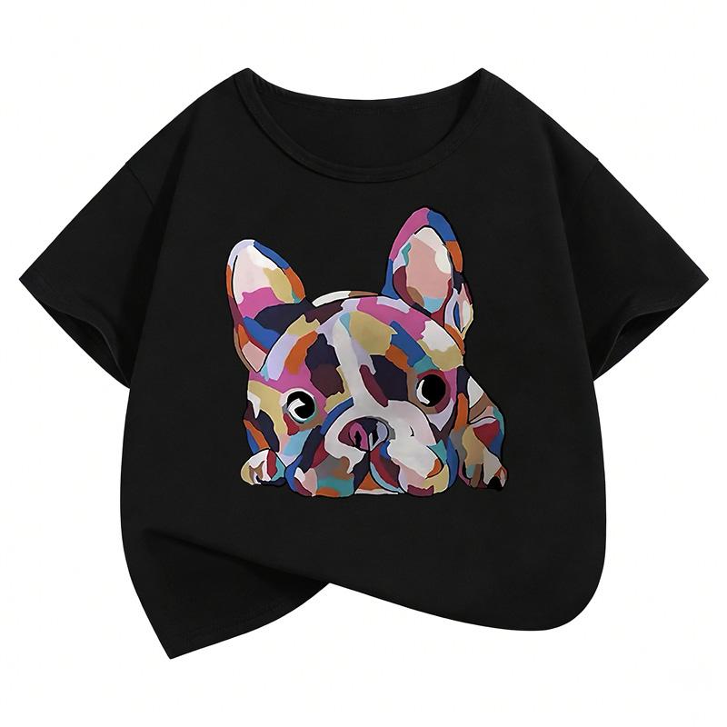 Vintage Dog Retro Graphic Kids Tshirts Summer Short Sleeve Tees Cartoon Animal Boys Girls Clothes Kawaii Tops Children Tshirt