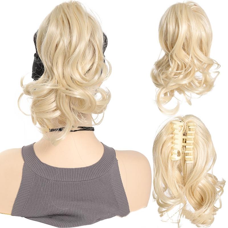 Clip per Capelli Sintetici Corti Ricci Folti Estensioni per Capelli Coda di Cavallino Piccolo Artiglio per Coda di Cavallo Capelli Finti su Clip Parrucca Ondulata per Donne