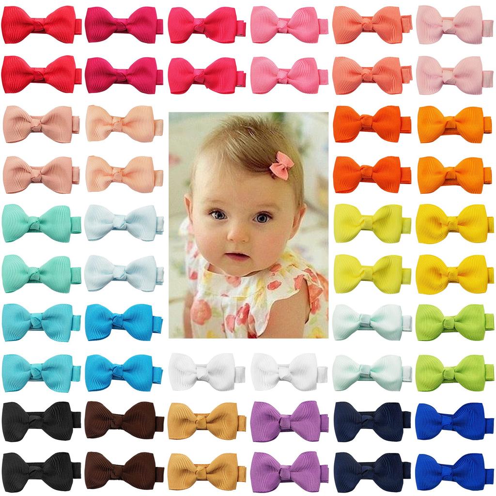 50 buc/set Colorat 2'' Panglică Grosgrain Mini Arcuri de Păr Clipuri pentru Fetițe Agrafe de Păr cu Fundă Handmade Accesorii de Păr