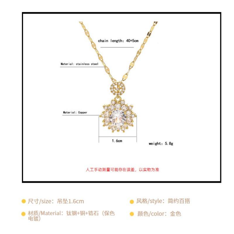 Women Light Luxury Full Diamond Zircon Flower Fashion Clavicle Necklace