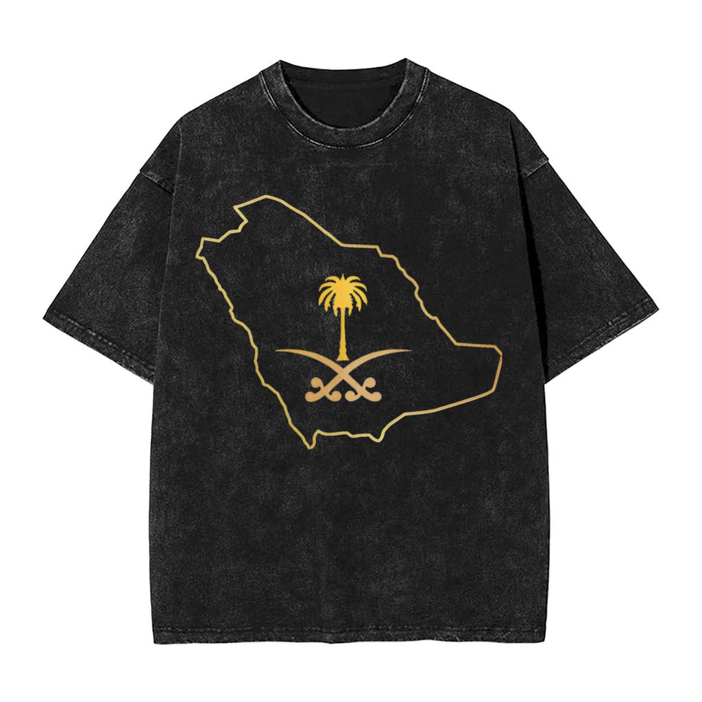 Harajuku Gewaschenes Hemd Saudi-Arabien September Accessoires Neuheit T-Shirt Oversize Nationalfeiertag Streetwear Sommer T-Shirt
