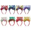 Hair Hoop 2026 Shiny Sequin Headband Elastic Festive Hairband with Plush Ribbons Colorful New Year Party Accessory
