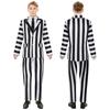 Beetlejuicee Cosplay Kostüm Schwarz-weiß gestreifter Anzug Halloween Karneval Outfits Übergröße Käfer Kostüm Gothic Anzug