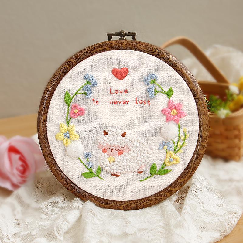 Handmade Embroidery Kit DIY Material Package 3D Cross Stitch Circular Ornament Contain Embroidery Tools Embroidery Frame