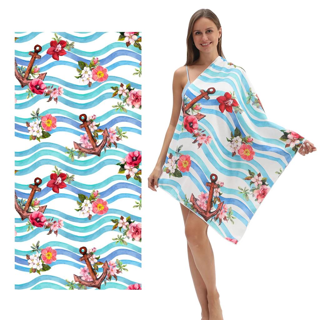 Flip Flop Print Bath Towel - Super Soft Absorbent Towel for Beach Lovers, Colorful Summer Designs for Everyday Use and Comfort
