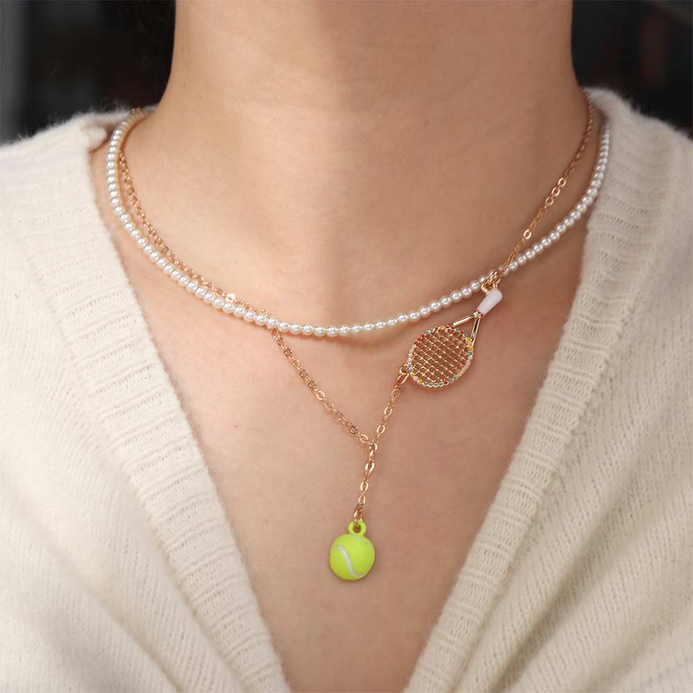 Openwork Design Racket Pendant Necklace Waterproof Sport Necklace Tennis Racket Necklace  Men