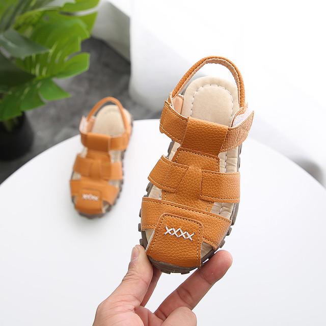 New Boys Sandals Soft Leather Closed-Toe Toddler Baby Summer Shoes Boys and Girls Children Beach Shoes Sport Kids Sandals