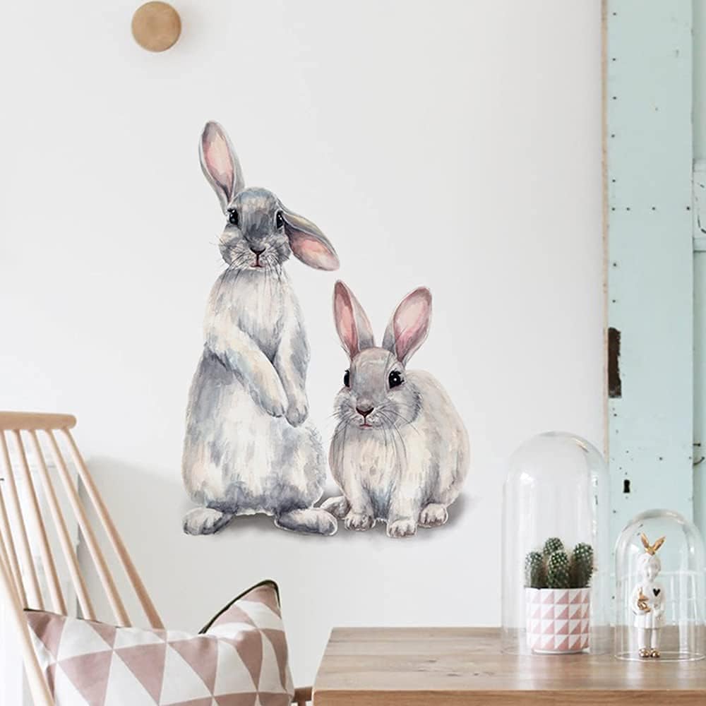Wall Stickers Removable Vinyl Sticker Cute Animal 3D Bunnies Rabbits Decorative Wall Stickers Restaurant Shop for Living Room, Bedroom and Room Wall