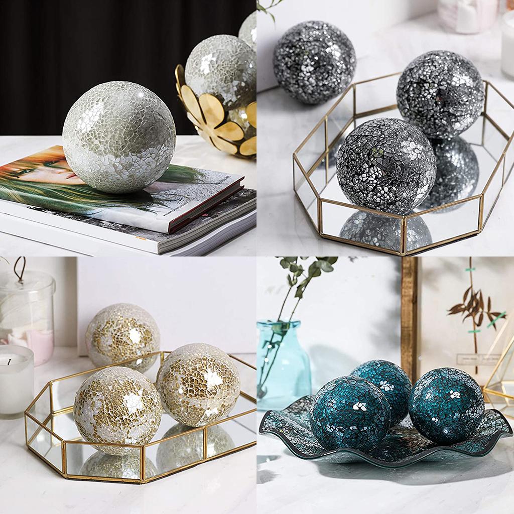 Mosaic Sphere Balls Set Centerpieces Bowls 8cm Mosaic Glass for Coffee Table Decor