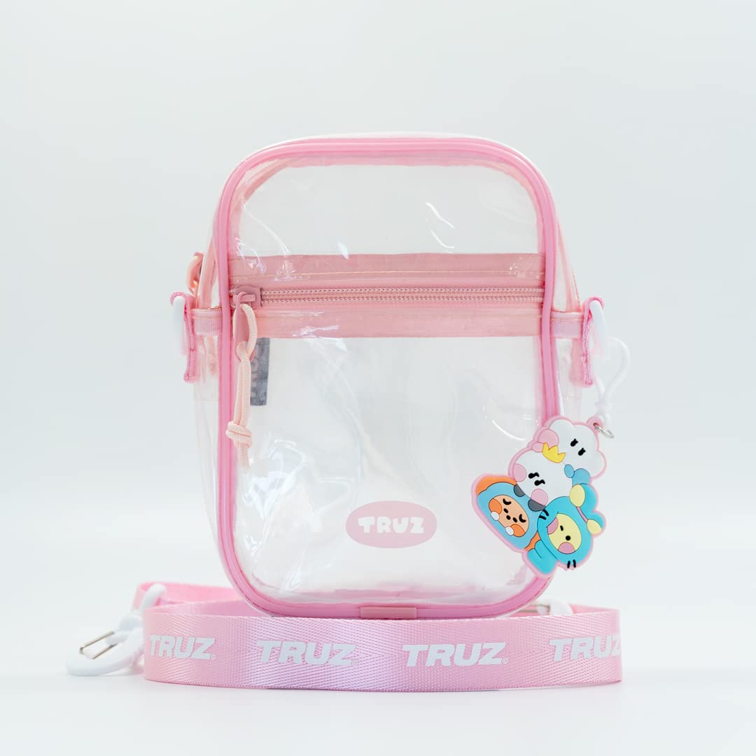 Solomon Shoji TRUZ minini ПВХ Сумка (PINK) Прозрачная ПВХ сумка, Прозрачный кошелек, Сумка через плечо с брелоком, Chilli, Romy, Yochi, Bonbon, Matetsu, Lawoo, Hikun,