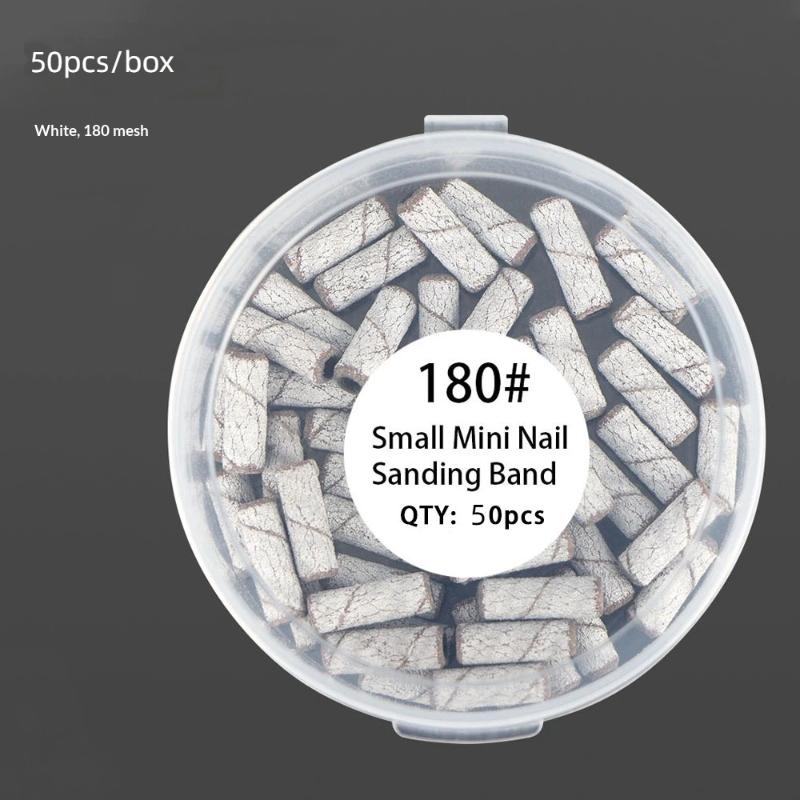 

50Pcs 3.1mm Mini Nail Sanding Bands, 120/150/180/240 Grit for UV Gel Acrylic Removal