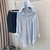 Maglietta da Donna con Cappuccio e Vestibilità Larga in Seta di Ghiaccio Protezione Solare - Top Casual Versatile Stile Coreano