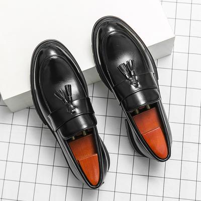 Nieuwe Blok Business Casual Leren Schoenen Heren Comfortabel en Ademend Kwastje Instappers Heren Serie