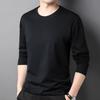 Men S Cotton Long Sleeve Round Neck Casual Solid T Shirt