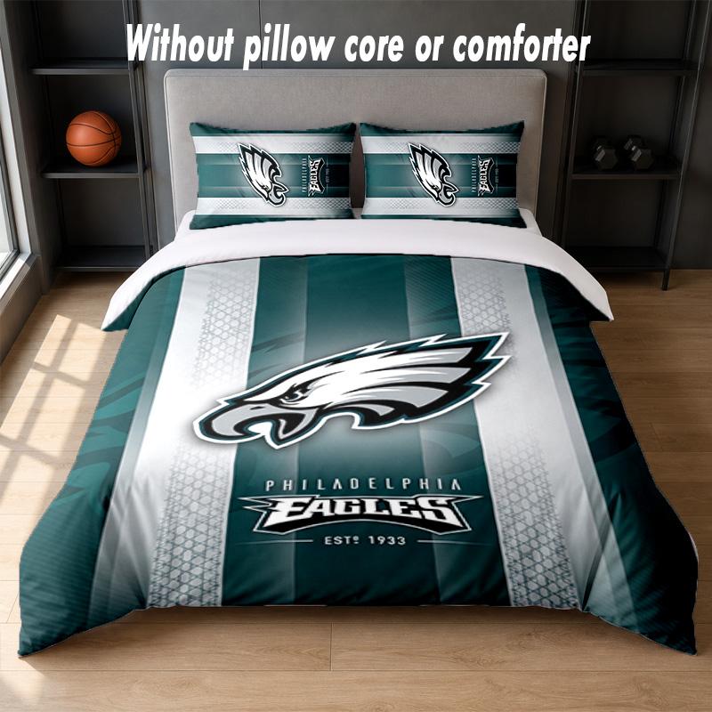 Set Biancheria da Letto Design Philadelphia Eagles 1 Copripiumino + 2 Federe Morbido Traspirante Biancheria da Letto per la Casa