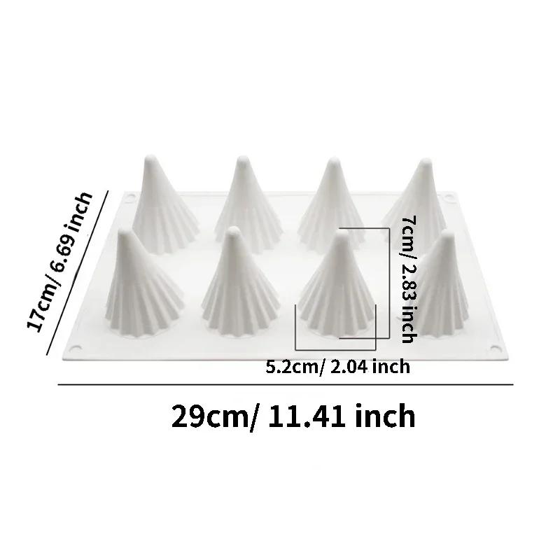 

8-Hole Christmas Tree Spiral Vake Silicone Mold Kitchen Baking Pastry Mousse Chocolate Candy Bakeware Accessories Supplies білий