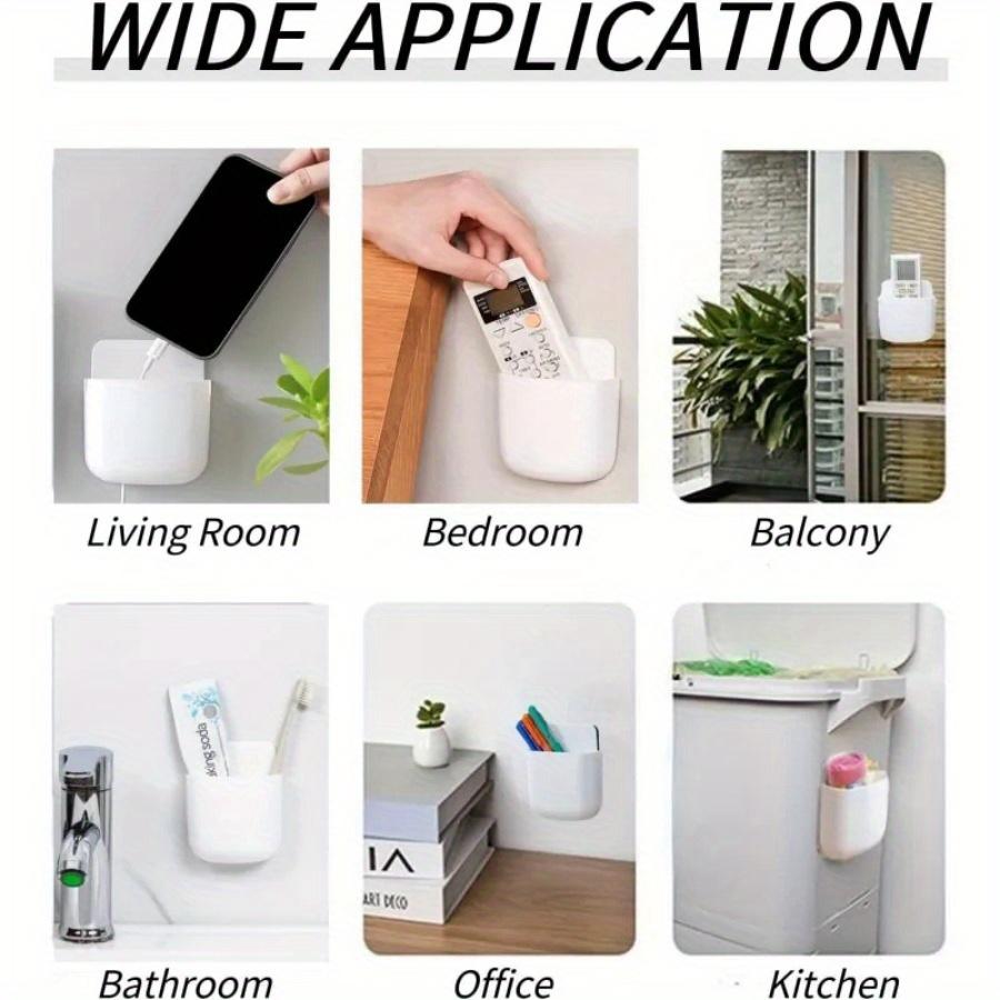 2pcs Wall-Mounted Storage Organizer for Remote Controls & Phones - Space-Saving Bedside Holder for Living Room, Storage Bins for Home Organization