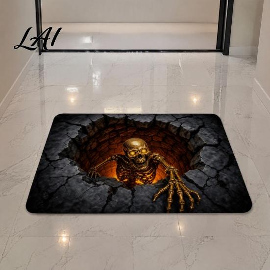 Seasonal Home Accent Piece 3D Halloween Rug Optical Illusion Floor Mat Diatomaceous Earth Bath Holiday Party Photo Backdrop Spooky Depth Area