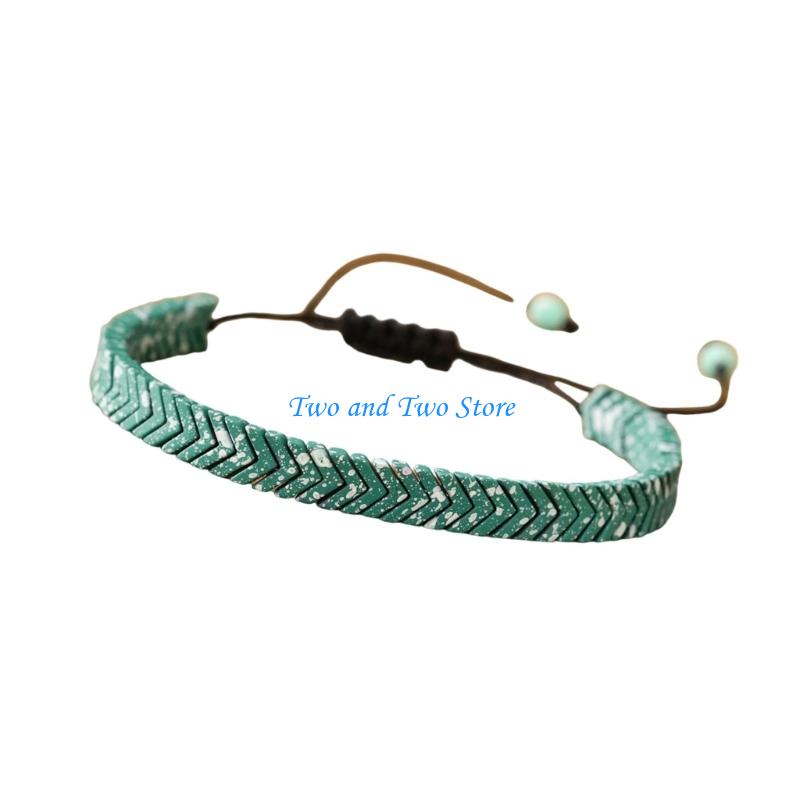 HX6F Handmade Adjustable Bracelet Geometric Beads Unique Design Jewelry Gift Item