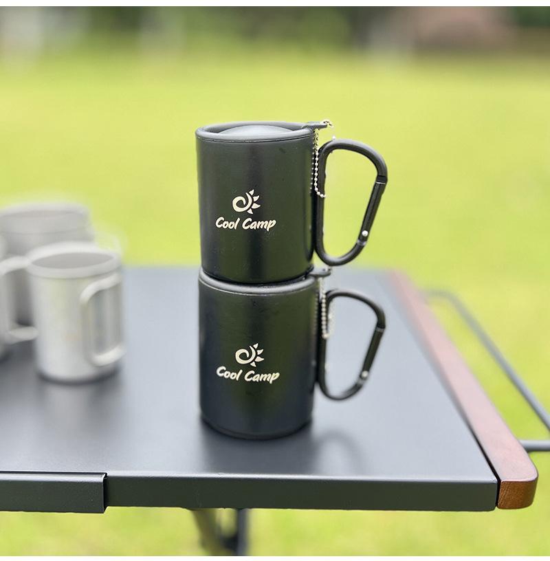 Outdoor Double-Layer Stainless Steel Camping Cup - Insulated Anti-Scald for Coffee, Tea, Wine, with Mountaineering Hook.