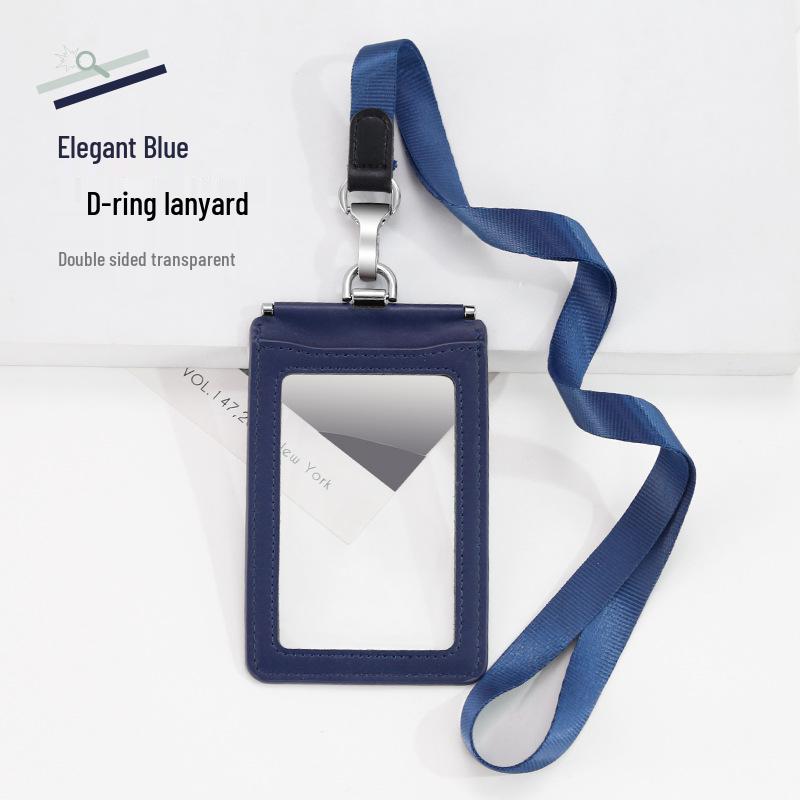 Premium Genuine Leather Double-Sided ID Card Holder with Lanyard (70x100mm)