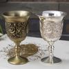 Pack of 2 Elegant Rose Branch Embossed Wine Glasses European Zinc Alloy Dinnerware for Romantics Dining