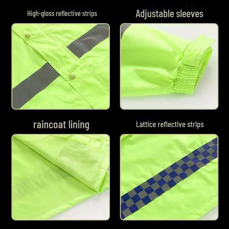 Reflective Raincoat & Pants Set - Thickened PU Oxford Cloth for Traffic & Sanitation, Stormproof