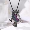 Ciondolo in cristallo naturale, collana gufo intarsiata con ametista, gioielli, Regalo di Natale, Regalo di San Valentino, Regalo per fidanzata, Regalo di compleanno