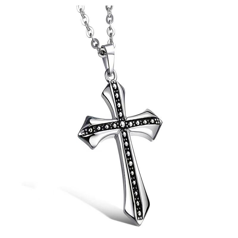 Retro Titanium Steel Cross Pendant Hip-Hop Necklace - Men's Fashion Jewelry