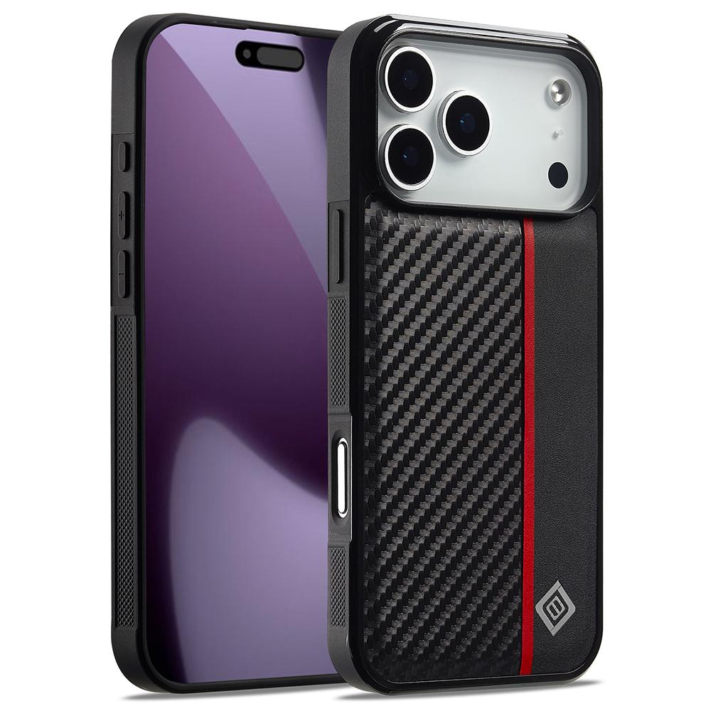 

LC.IMEEKE For iPhone 17 Pro Case Carbon Fiber Texture Leather+TPU+EVA Phone Cover A