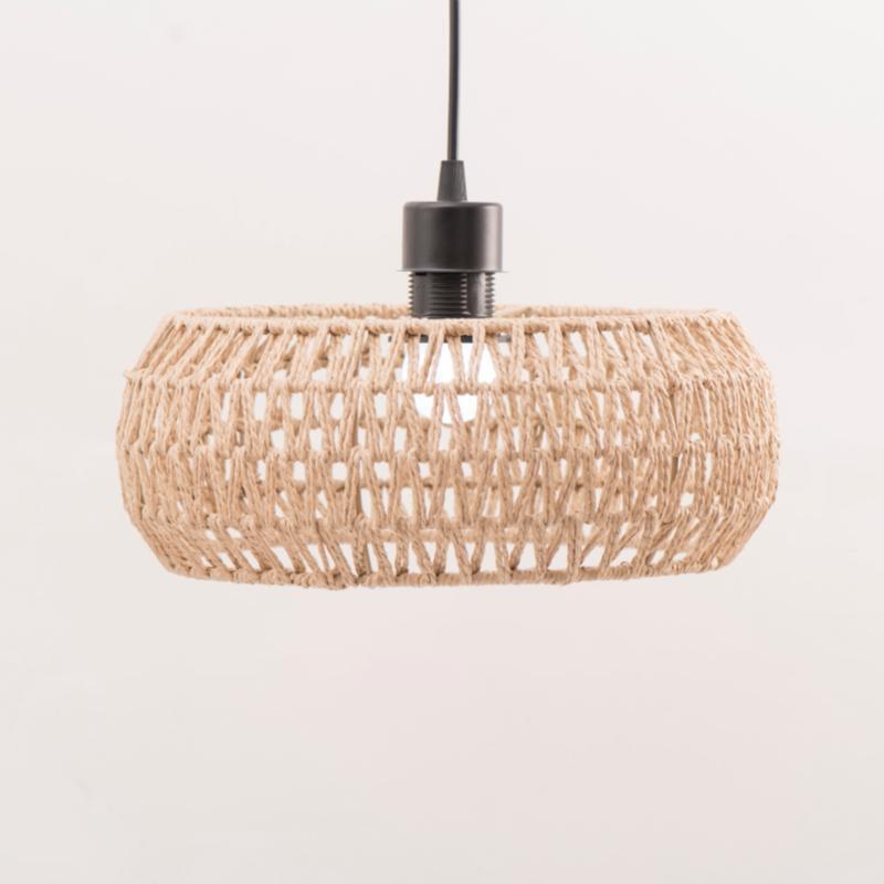 1 Stück Personalisierte Lampendekoration Rustikaler Japanischer Lampenschirm Handgewebter Eisenrahmen Lampenschirm Papierseil Gewebter Lampenschirm