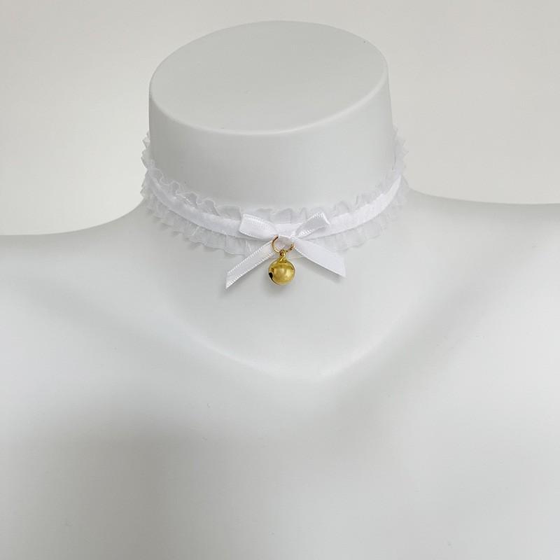 Spitzen-Glocken-Choker Damen Schwarze Schleife Samt mit Rüsche Süßer Modeschmuck