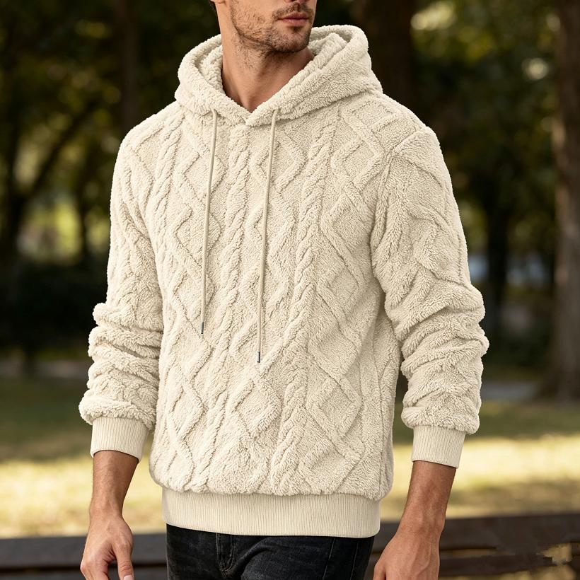 Felpa con cappuccio da uomo in pile per autunno inverno con coulisse, polsini a costine, manica lunga, pullover caldo, tinta unita, casual quotidiano, vestibilità ampia, felpa outerwear