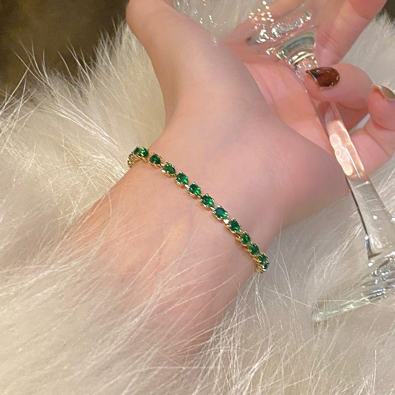 

Доступная Роскошь Кристалл Девочки Цепочка Ручное Украшение Изумруд Emerald Diamond Chain Bracelet-Pull-out