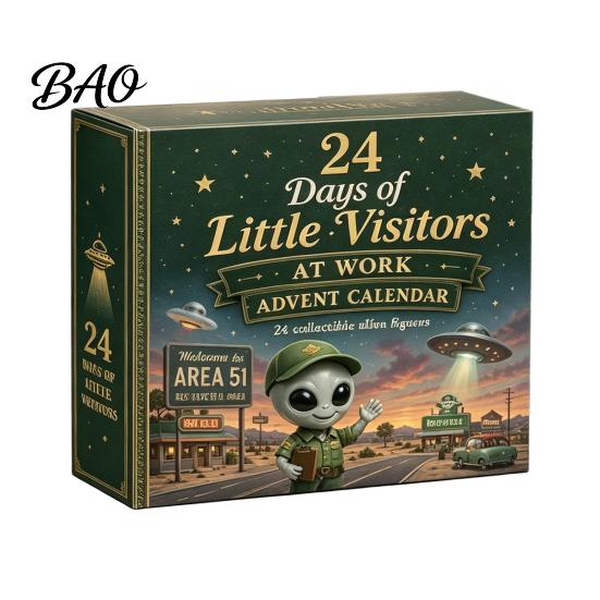 Holiday Countdown Calendar with Ornaments 2026 Spirit Advent Calendar, 24-Day Mini Figure Set, Elf Alien Miniature Figures Fairy Christmas Ornament