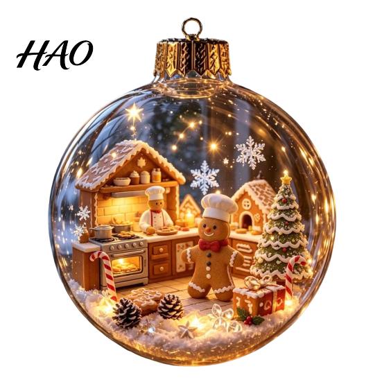 Reusable Holiday Hanging Ornaments Light Up Christmas Scene Ball Ornament with Warm LED Glowing Story for Indoor Festive Night Lights Tree Decor