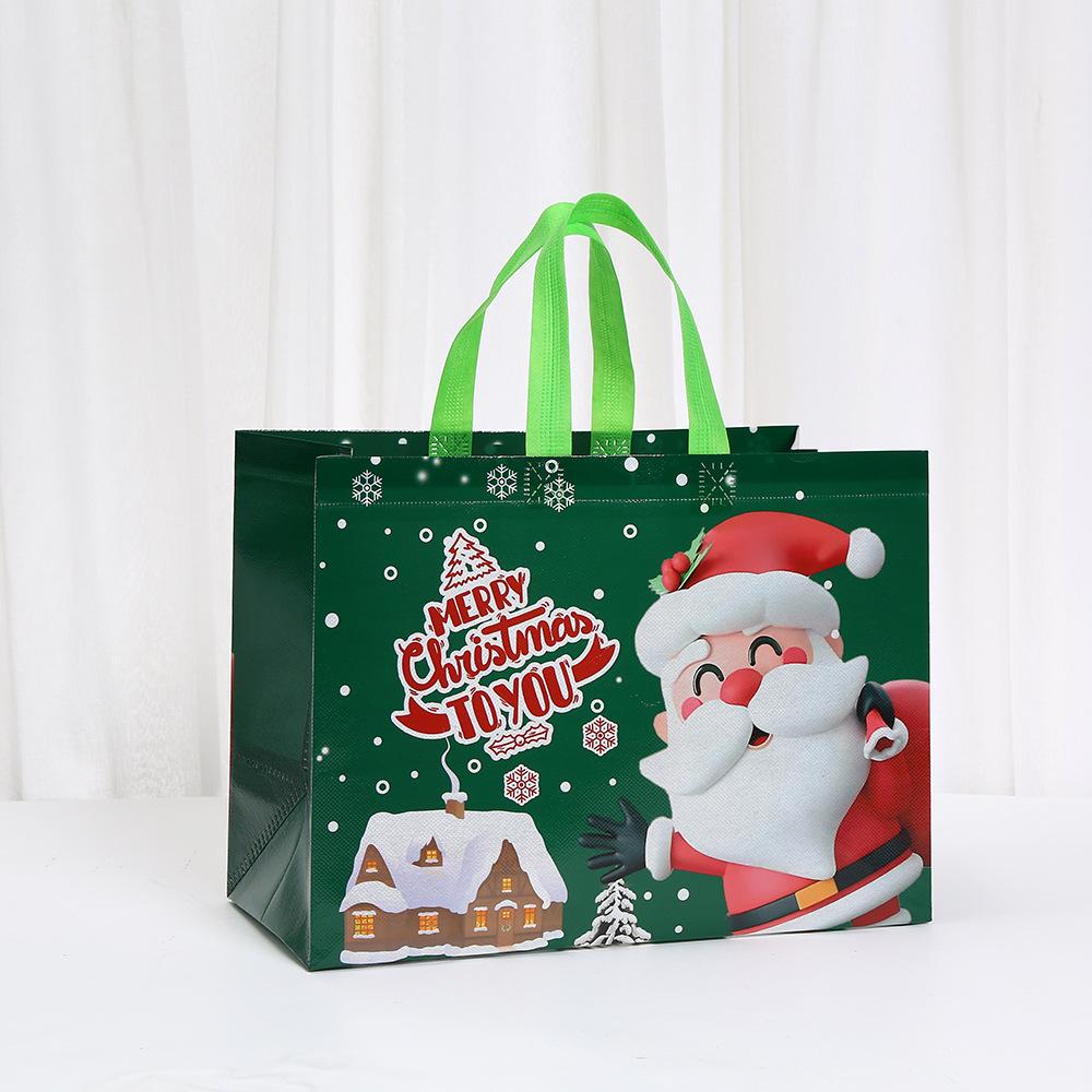Non Woven Christmas Gift Bag Printed Tote Bag High Capacity Foldable Gift Storage Waterproof Bag Shopping Bag for New Year Xmas