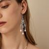 Elegant Teardrop Dangle Earrings With Stone Dialects And Intricate Cutout Design In Nonallergenic Zinc Alloy For Daily Or Formal Wear