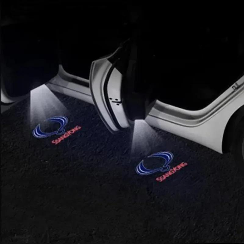 LED Car Door Logo Light Ghost Shadow Welcome Lamps For Ssangyong Rexton 2 Tivolan Musso Tivoli Kyron Actyon Sport Korando
