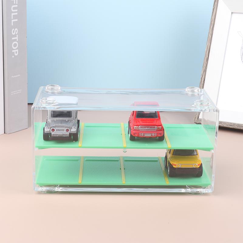 1/64 Car Model Display Shelf With Parking Space Toy Car Transparent Storage Box 8 Slot Showcase Finishing Cabinet