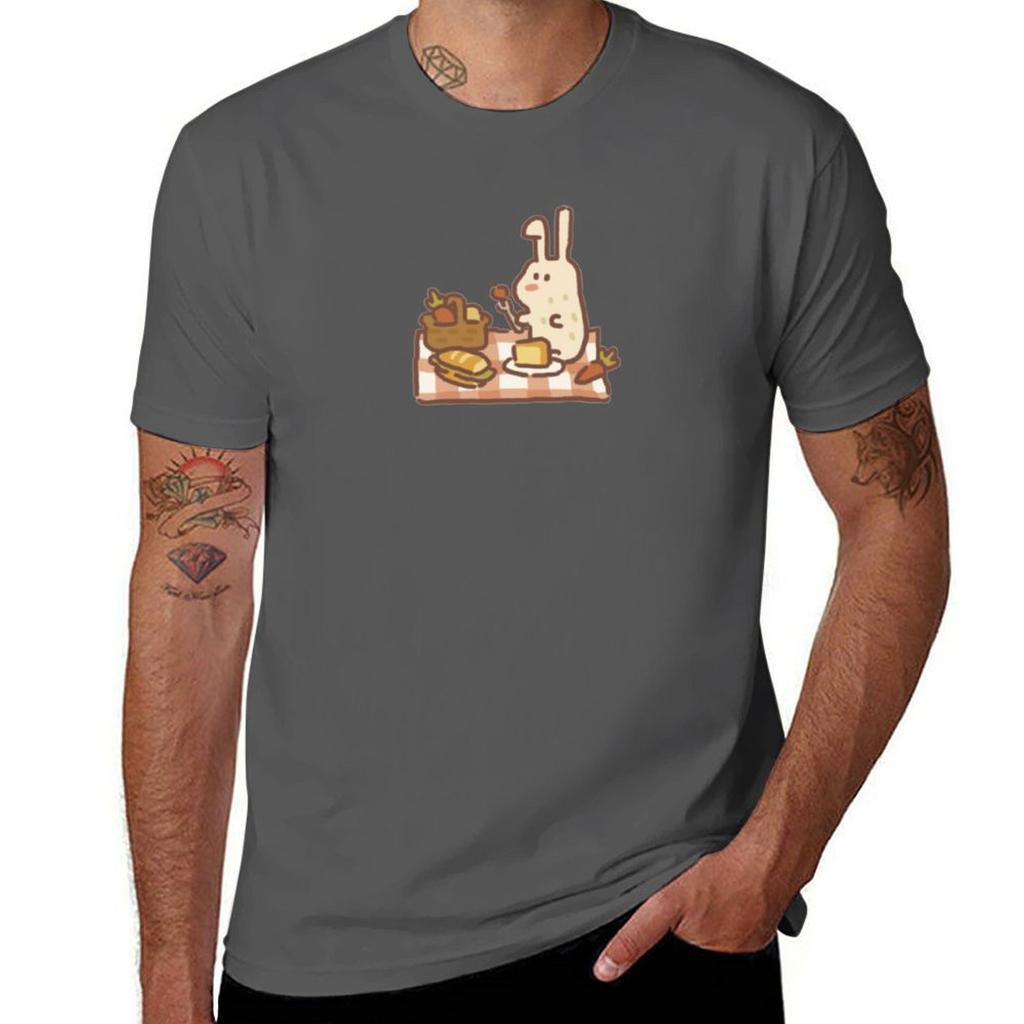 Animal Restaurant Picnicking Rabbit TShirt Big Size Loose Fit Tee Shirt