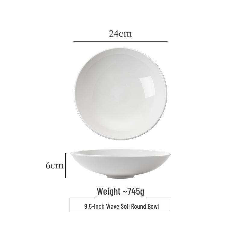 קערת עצם סין עמוקה לבנה אלגנטית: קערת מרק/אטריות/פירות ים למלון ומסעדה - עיצוב לא סדיר ויצירתי