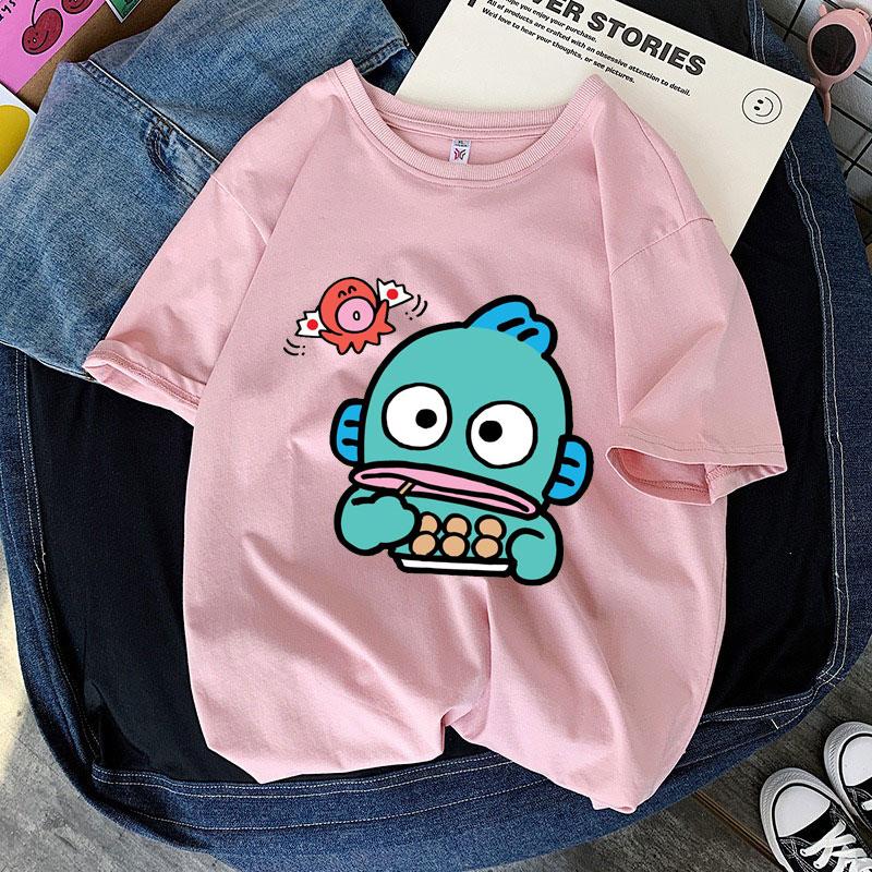 

2025 New Hangyodon Women Tshirt Summer Short Sleeve 100 Cotton Unisex Tee Shirt Tops Cartoon Anime Fashion Couple Clothes Tops M