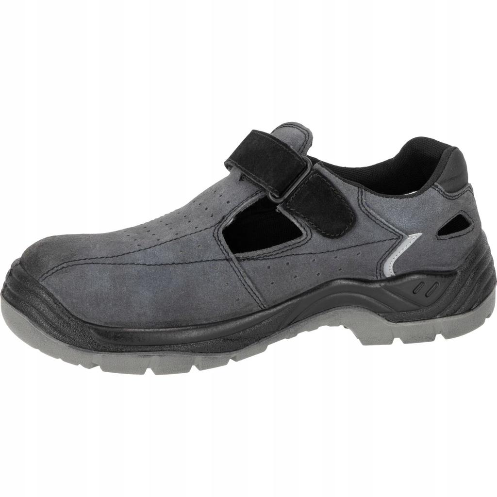 Leather Suede Toe Cap Work Sandals Gray-Black Size 46 Laht 1 Pc