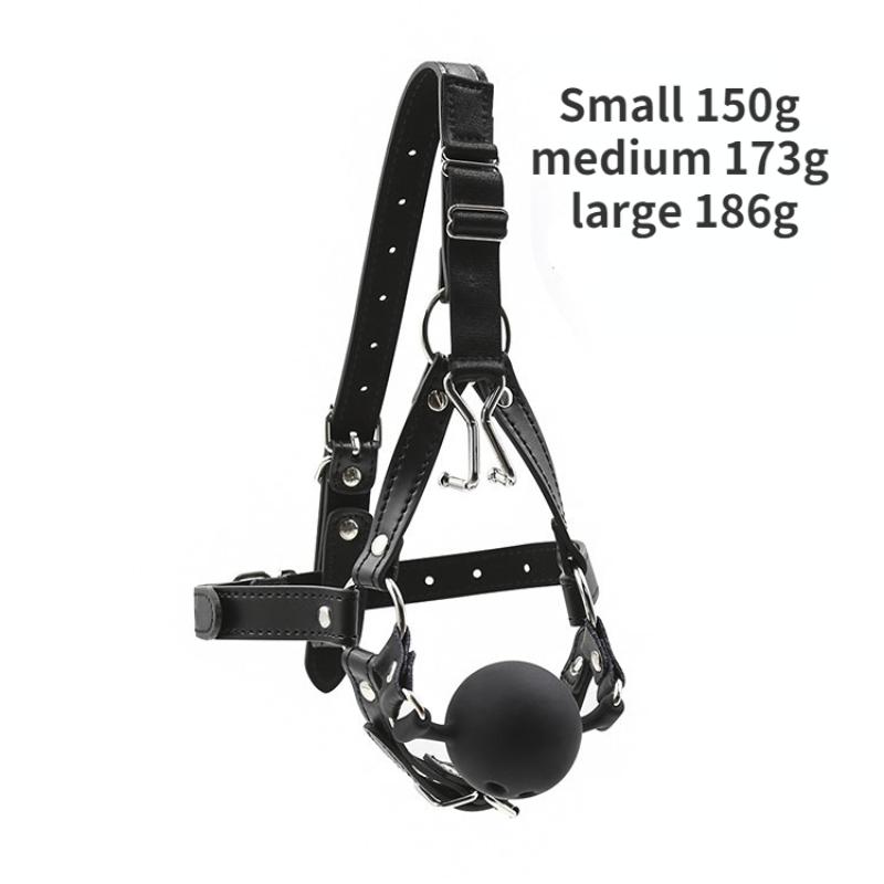 Mouth Gag Ball and Nose Hook for Fetish Role Play Bdsm Bondage Harness Strap Head Belts with Silicone Hollow Sex Toys Adult Game