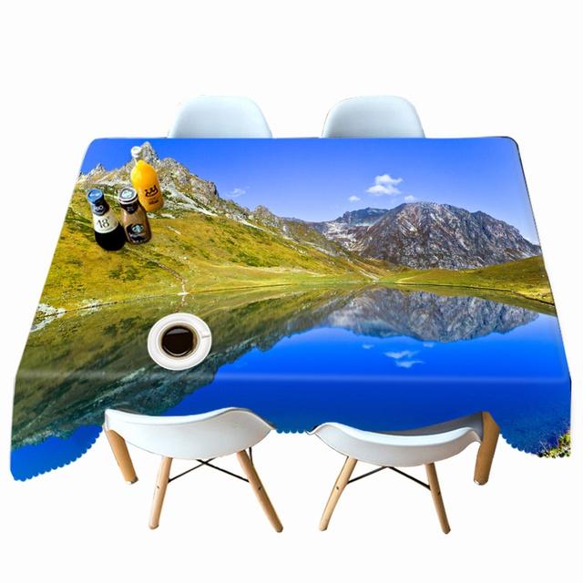 Față de masă din bumbac îngroșat peisaj natural model peisaj dreptunghiular/rotund pânză de masă pentru nuntă picnic petrecere