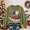 Women's Christmas Print Long Sleeve Top Casual Comfortable Fall Winter Shirt