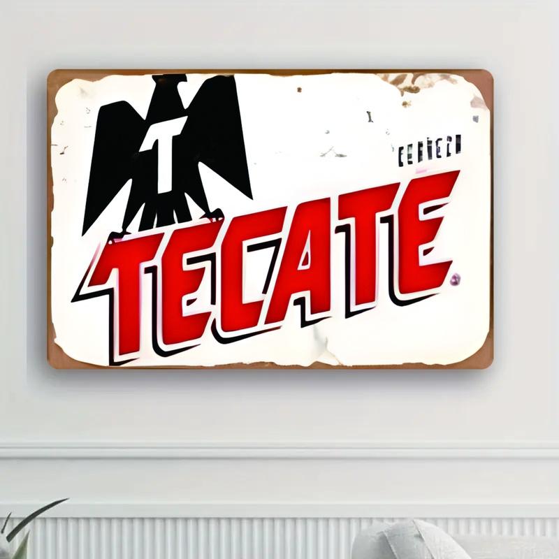 Винтажная металлическая стеновая табличка пива Tecate   Декор из ржавого железа с брендингом   Юмористическое украшение для бара   Идеально для домашнего паба 20x30cm（7.8x11.8inch）