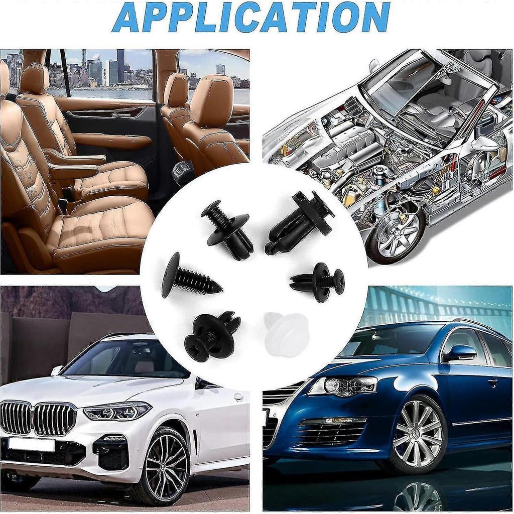 100 Pcs Car Body Trim Clips, Plastic Rivet Fasteners Universal Auto Black Nylon Clips Bumper Clips Car